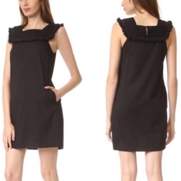 NWT Madewell Sundream Black Fringe Cotton Blend Dress in size 10 w/ pockets - Picture 1 of 7